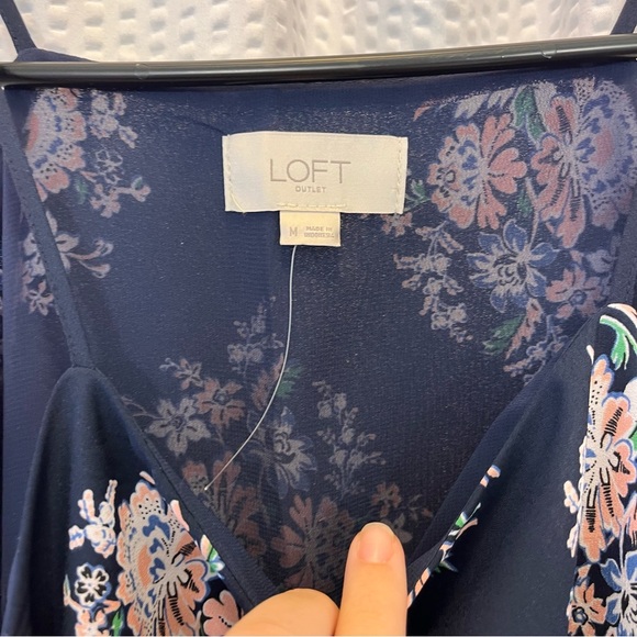 LOFT Navy Floral High Neck Camisole - Picture 3 of 4